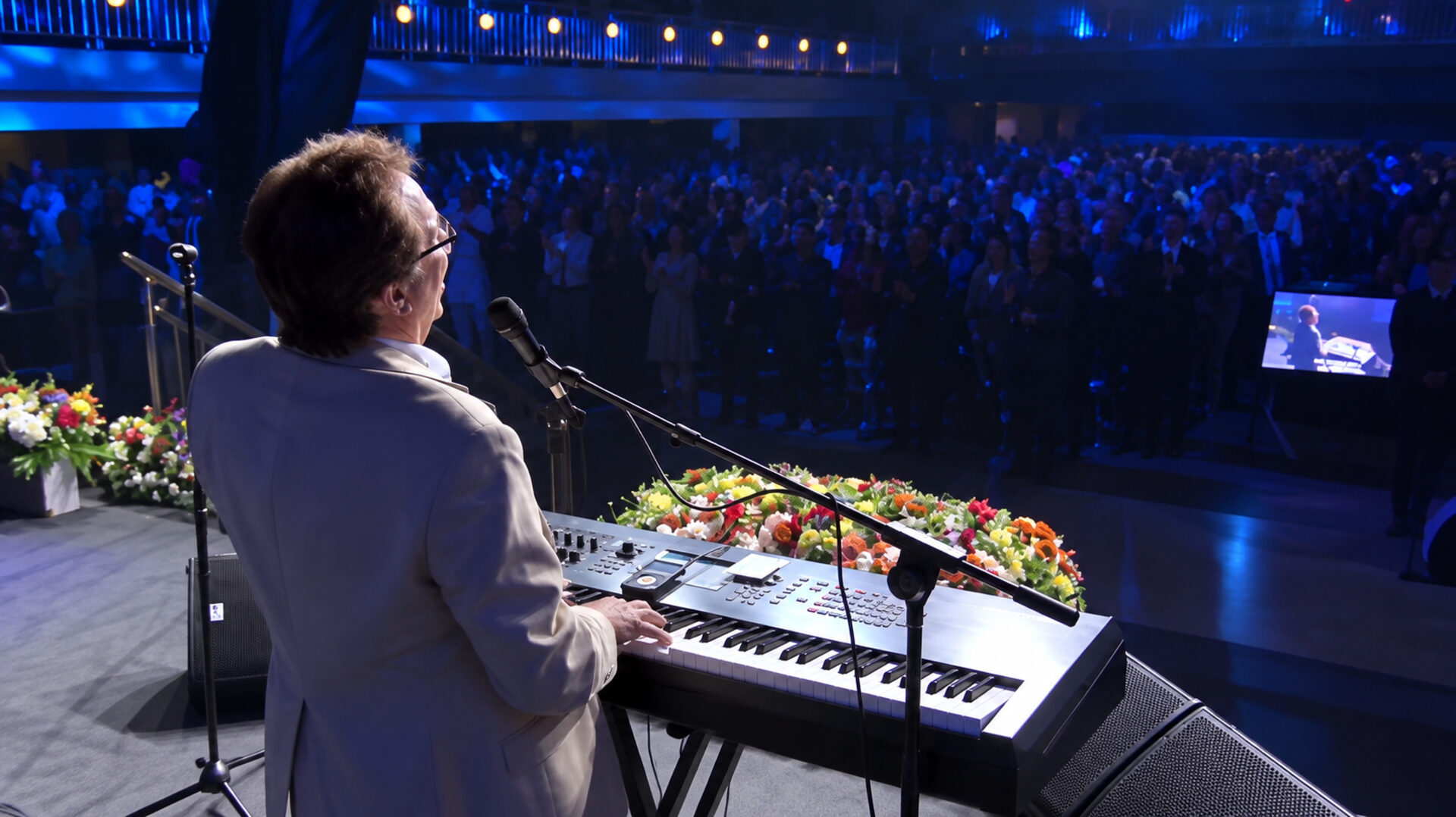 Terry MacAlmon voor een groot publiek tijdens een worshipavond